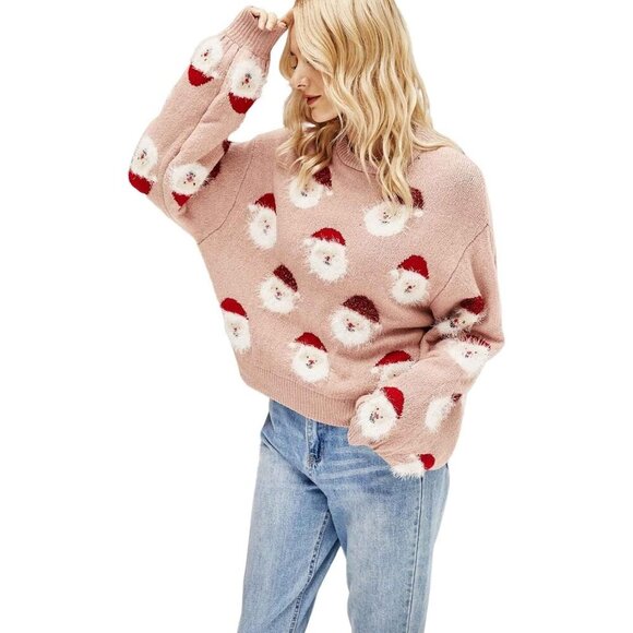 Women Santa Sweater Ugly Christmas Pullover Knit Holiday Party Top